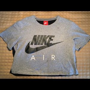Grey and Black Nike Air Cropped T-Shirt